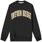 Uniform Bridge Men's Vintage Arch Logo Crew Sweat in Black
