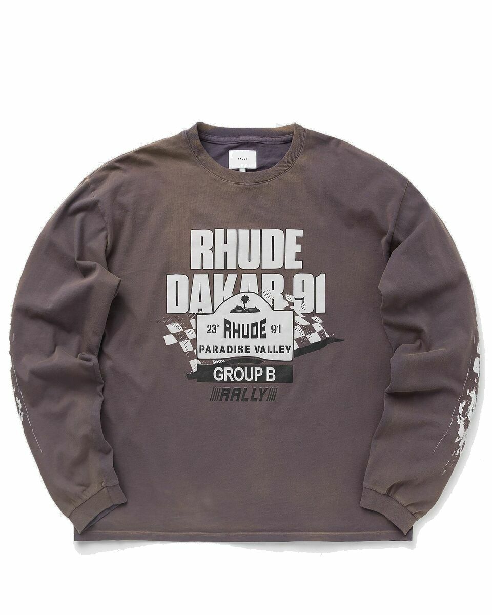 Photo: Rhude Dakar 91 Ls Tee Grey - Mens - Longsleeves