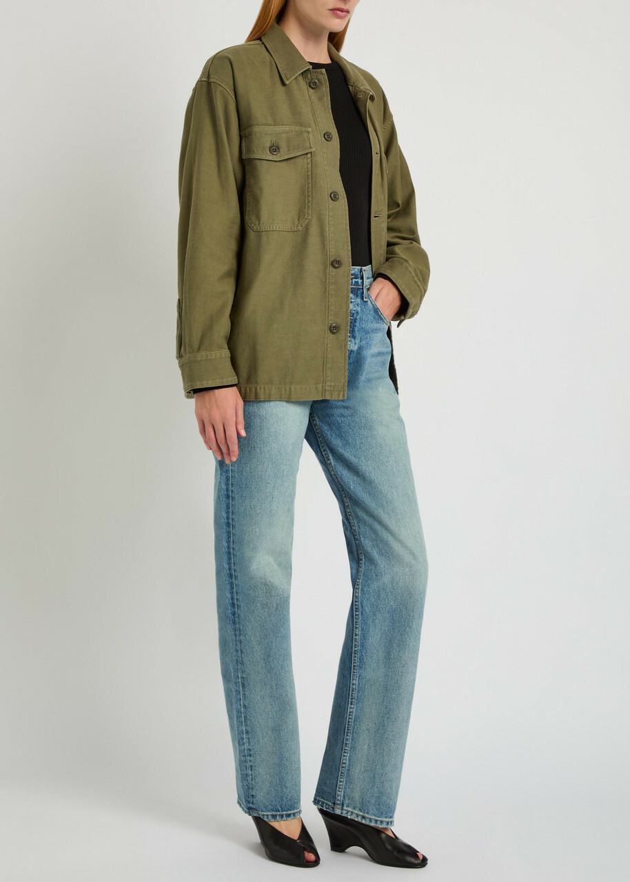 Nili Lotan Howard Cotton Overshirt Olive