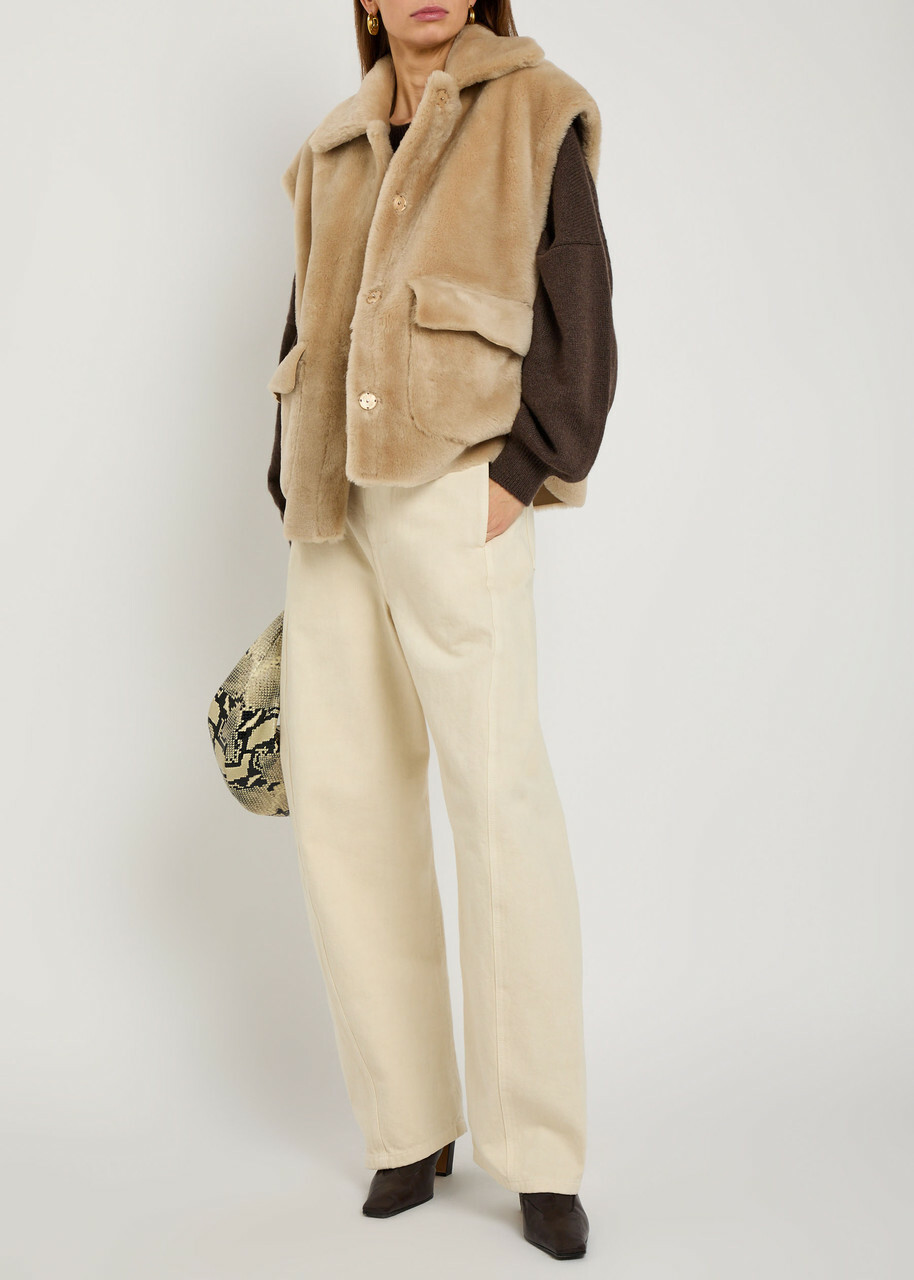 Arma Edha Shearling Sleeveless Jacket Off White