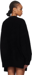 We11done Black Pierced Oversized Cashmere Knit Cardigan
