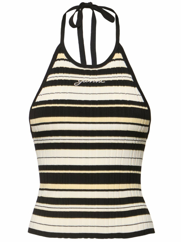 Photo: GANNI Future Viscose Blend Rib Halter Neck Top