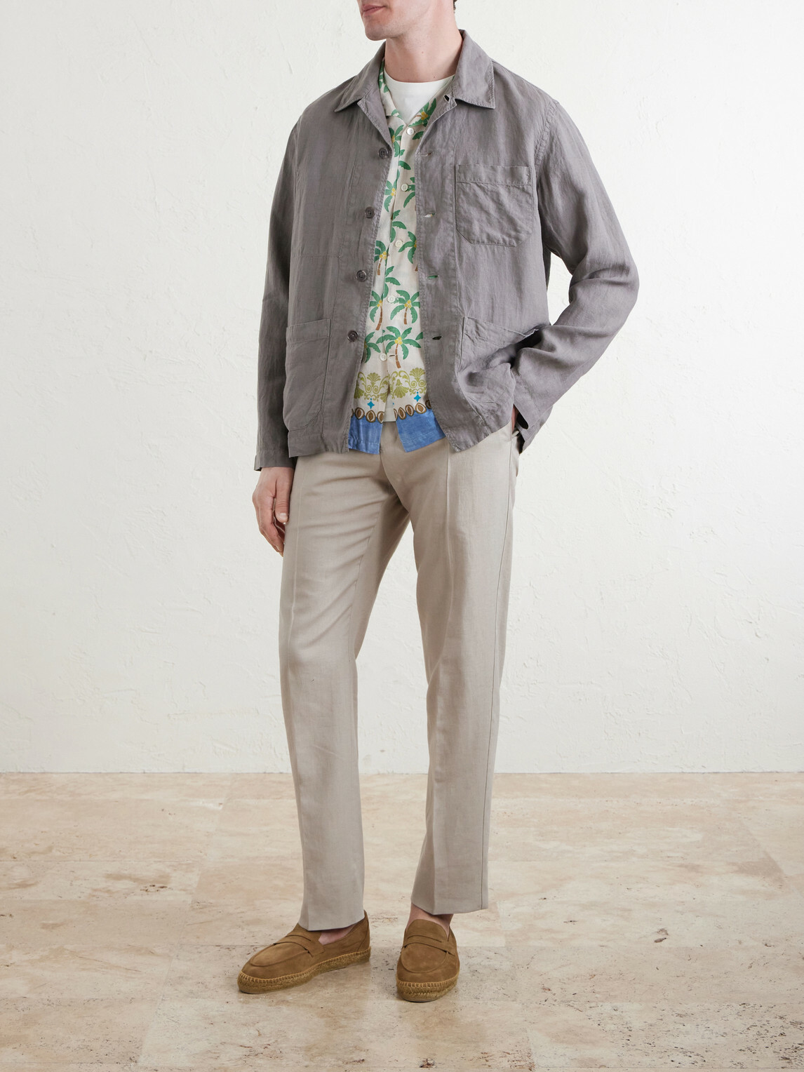 Hartford - Perry Linen and Cotton-Blend Woven Jacket - Gray