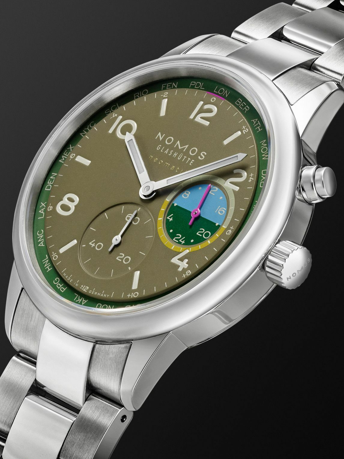 NOMOS Glashütte - Club Sport Neomatik Worldtimer Jungle Limited Edition Automatic 40mm Stainless Steel Watch, Ref. No. 790.S2