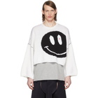 Raf Simons White Wool Smiley Sweater