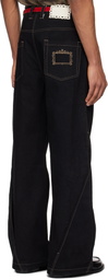 NULLUS SSENSE Exclusive Black Intertwined Structure Jeans