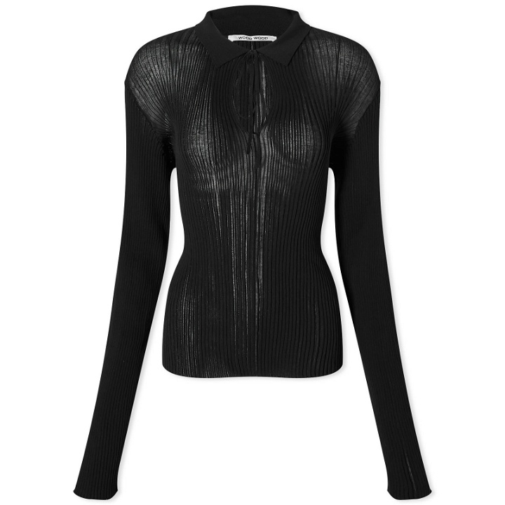 Photo: Wood Wood Women's Wendy Knit Polo Top in Black