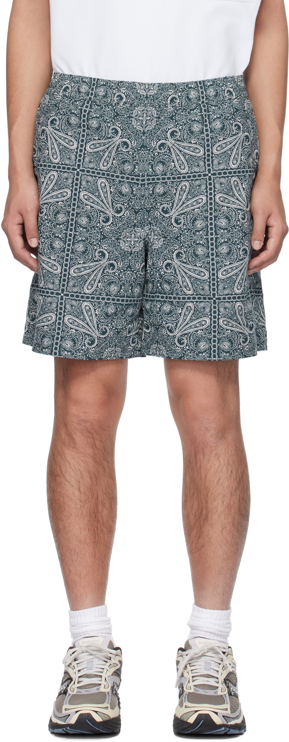 DAIWA PIER39 Navy Paisley Tech Marine Shorts