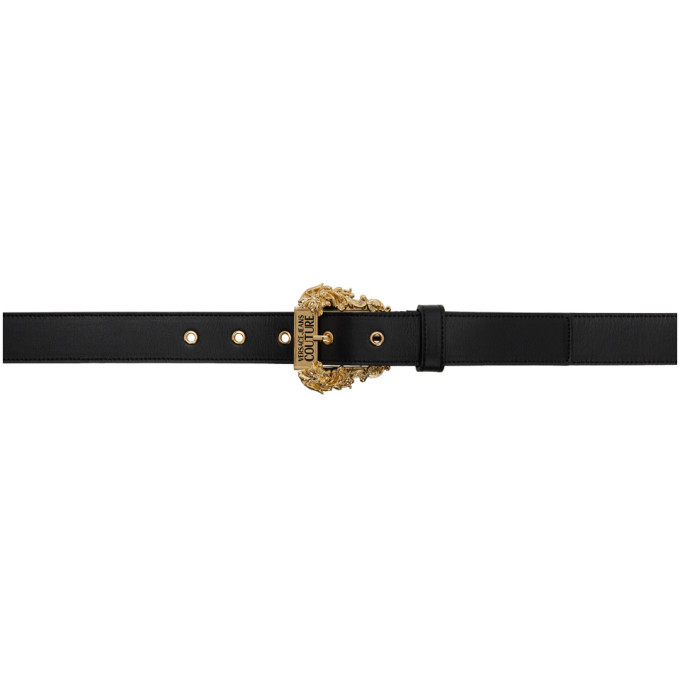 Versace Jeans Leather Black Brand Logo Belt