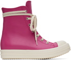 Rick Owens Pink Leather High Sneakers