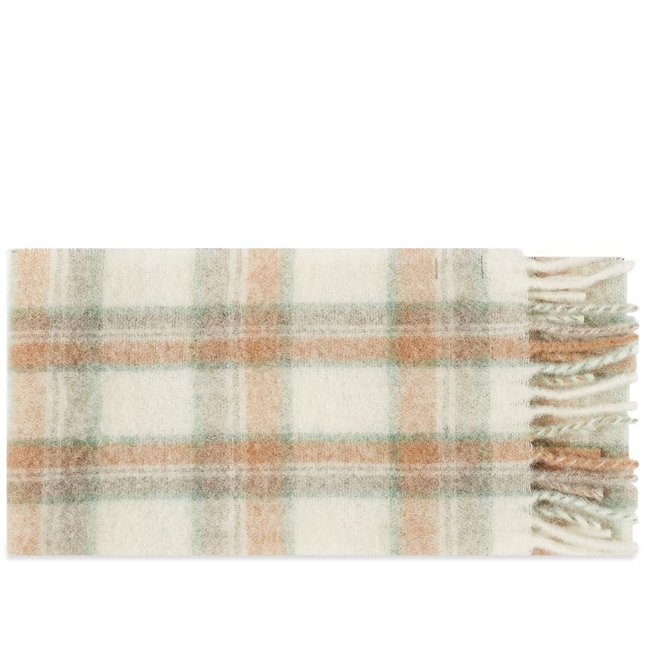 Photo: A.P.C. Men's Elie Check Scarf in Off White/Apricot