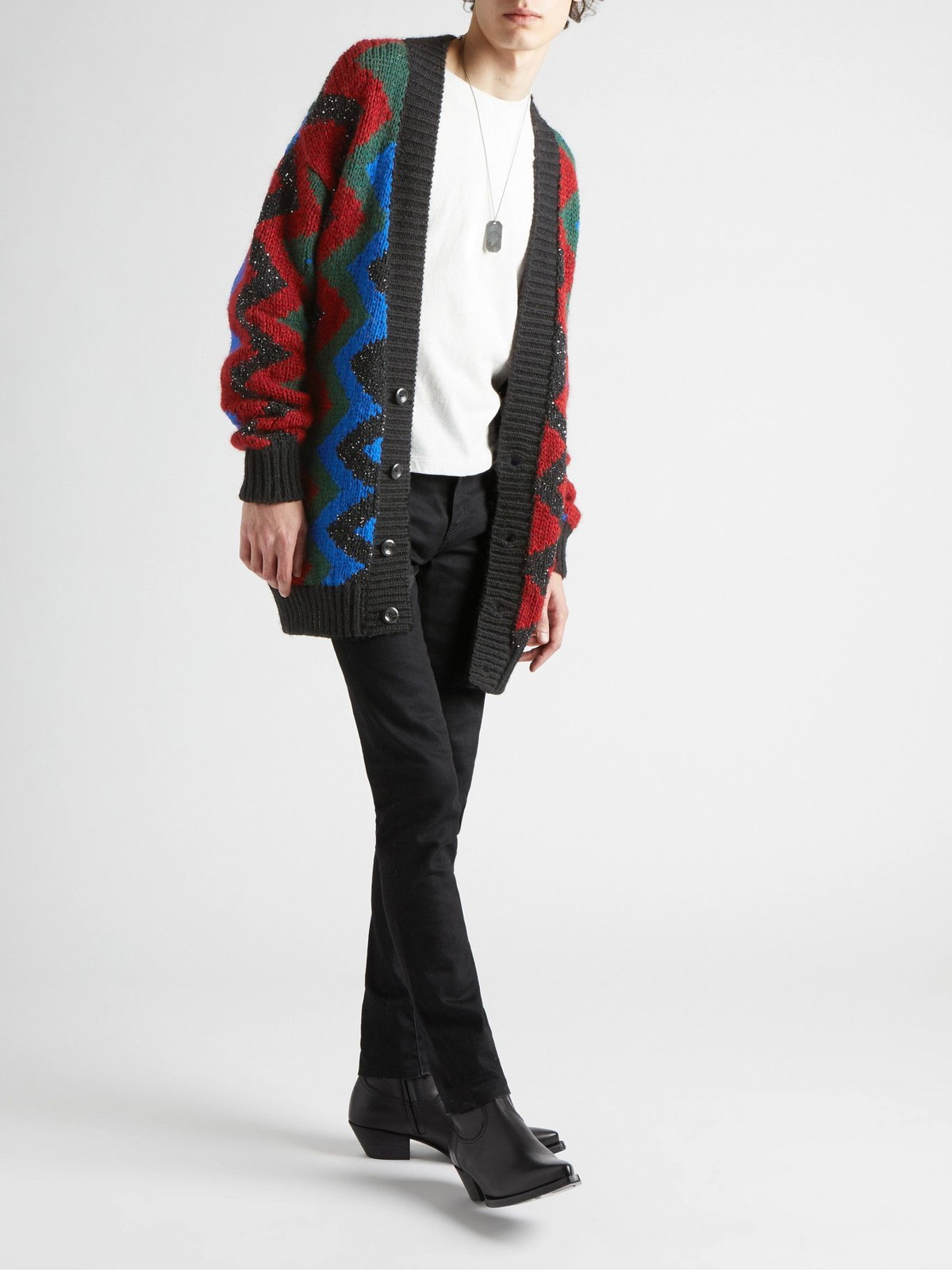 Sequined mohair-blend cardigan
