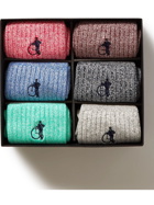 London Sock Co. - Six-Pack Ribbed Organic Cotton-Blend Socks - Multi