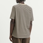 Folk Men's 1x1 Stripe T-Shirt in Espresso/Stone