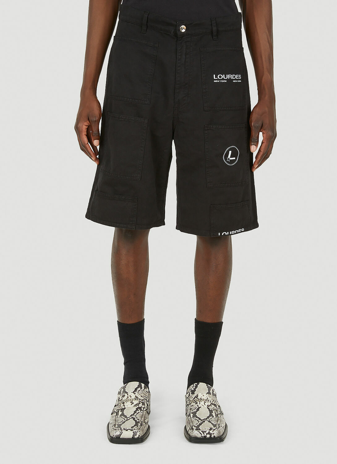 Lourdes Logo Print Cargo Shorts