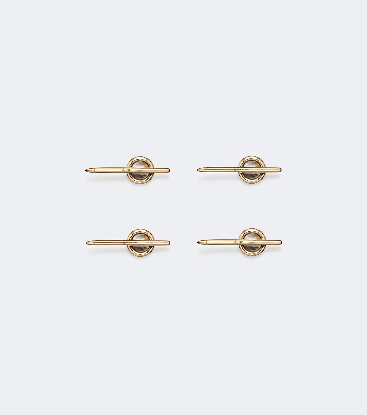 Octavia Elizabeth Nesting Gem Stone set of 4 18kt gold tuxedo studs with mother-of-pearls