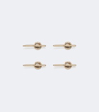 Octavia Elizabeth Nesting Gem Stone set of 4 18kt gold tuxedo studs with mother-of-pearls