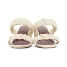 Staud Beige Nappa Frankie Ruched Heeled Sandals