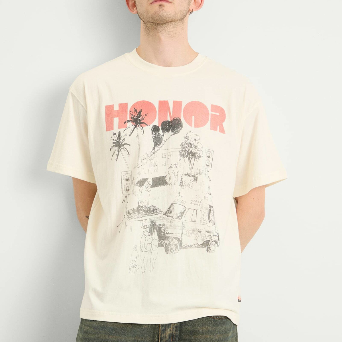 Honor the Gift Men's Block Party T-Shirt in Bone