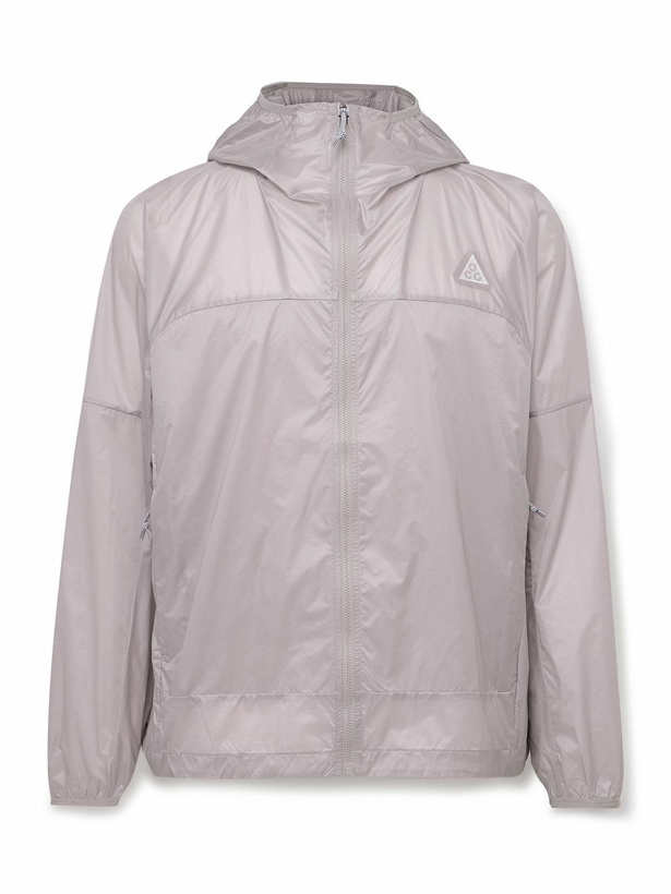 Photo: Nike - ACG Cinder Cone Logo-Embroidered Nylon Hooded Jacket - Gray