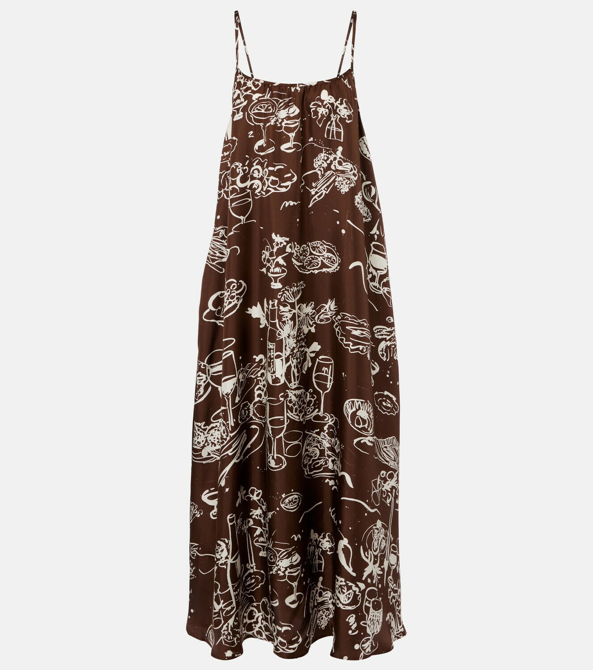 Asceno Napoli printed silk twill maxi dress