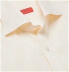 Isaia - Slim-Fit Logo-Embroidered Slub Linen Shirt - Yellow