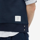 Thom Browne Men's Stripe Trim Textured V-Neck Knit Vest in Navy