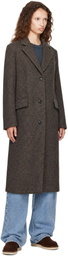 COOR Brown Wool-Blend Twill Single Coat