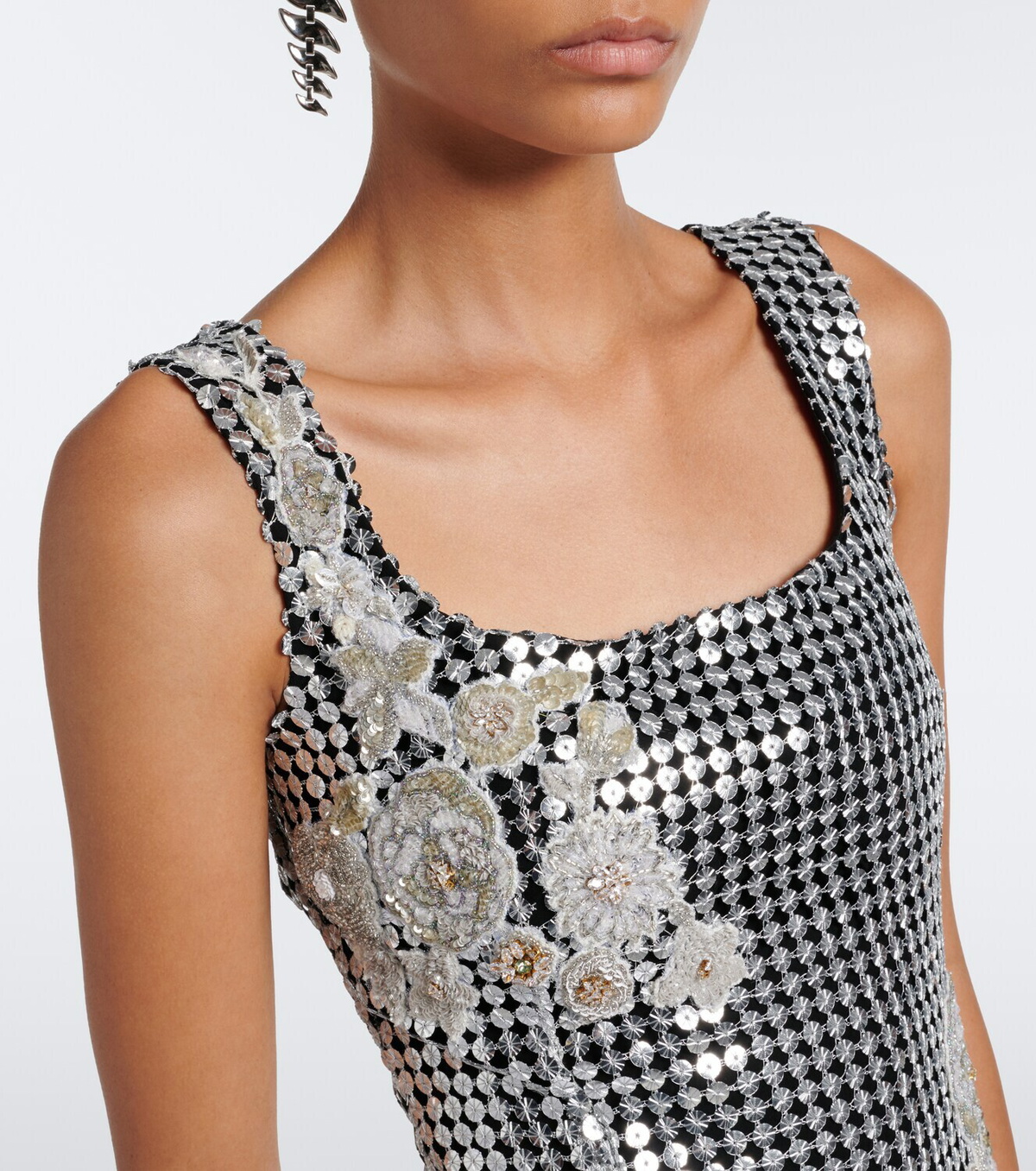 Là Fuori Shell sequined chainmail minidress