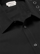 Alexander McQueen - Eyelet-Embellished Harness-Detailed Cotton-Poplin Shirt - Black