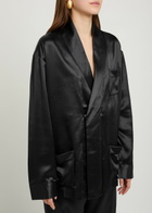 Delos Gilbert Double-breasted Silk Jacket Black