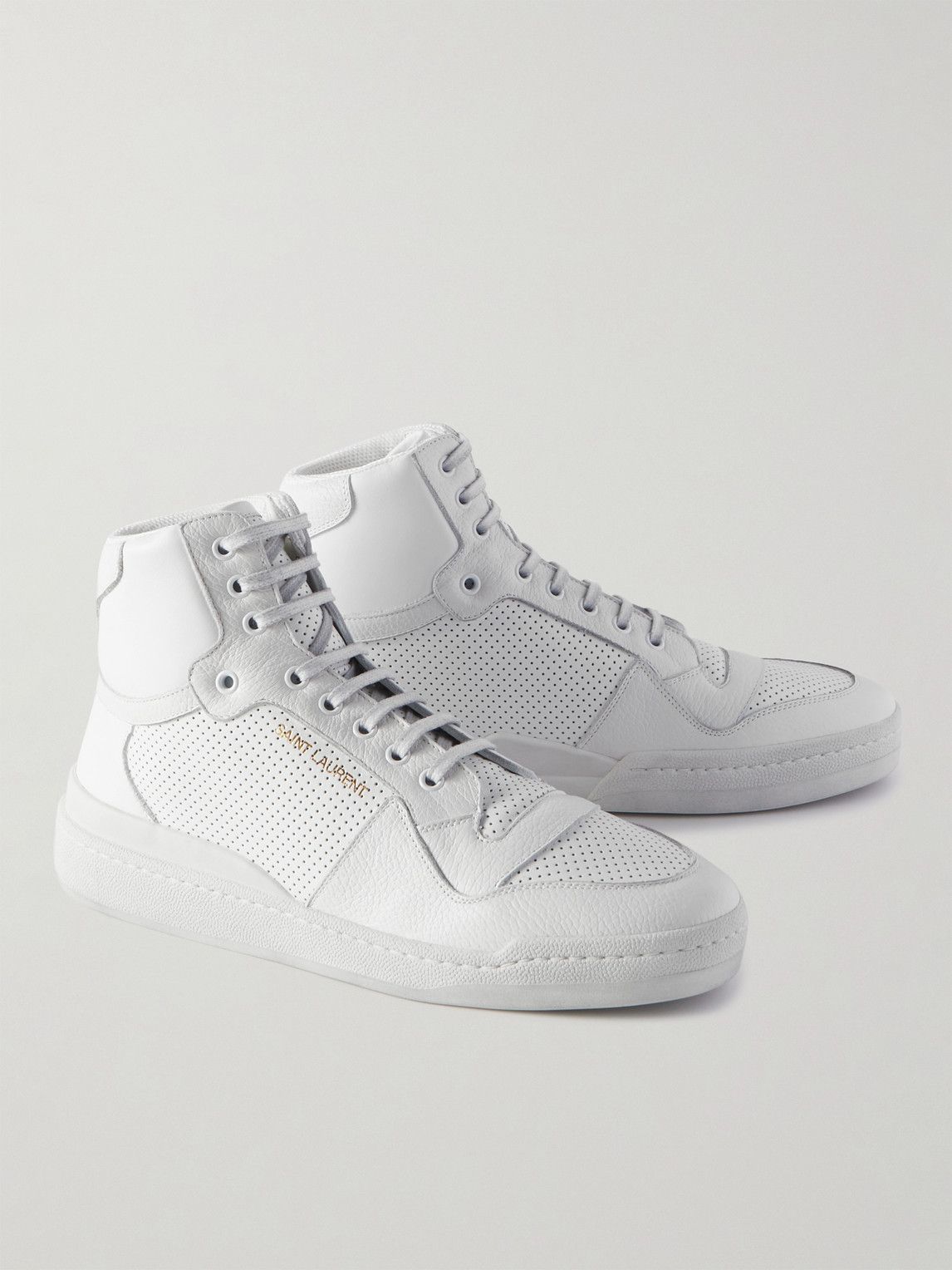 【23AW NEW】SAINT LAURENT_men / SL24 ハイトップスニーカー NEW SAINT LAURENT YSL SL24 LEATHER SNEAKERS MID TOP WHITE