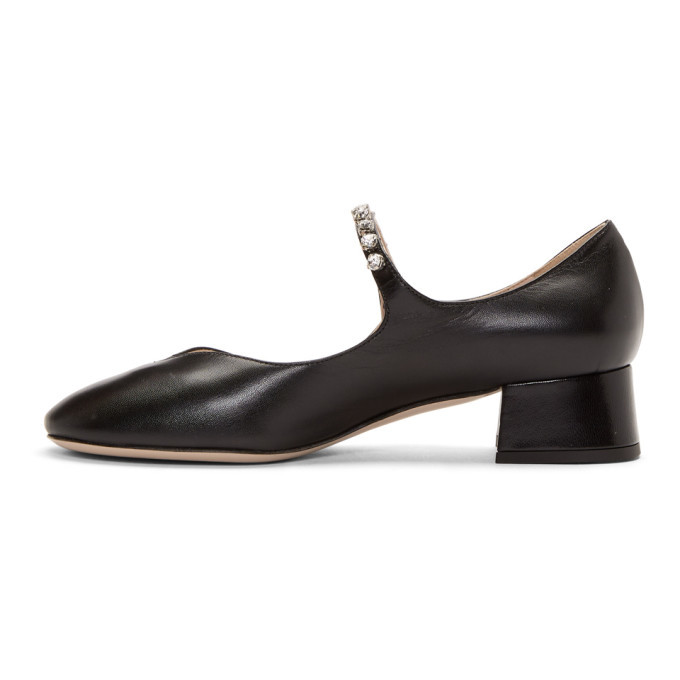 Miu Miu Black Crystal Ballerina Heels