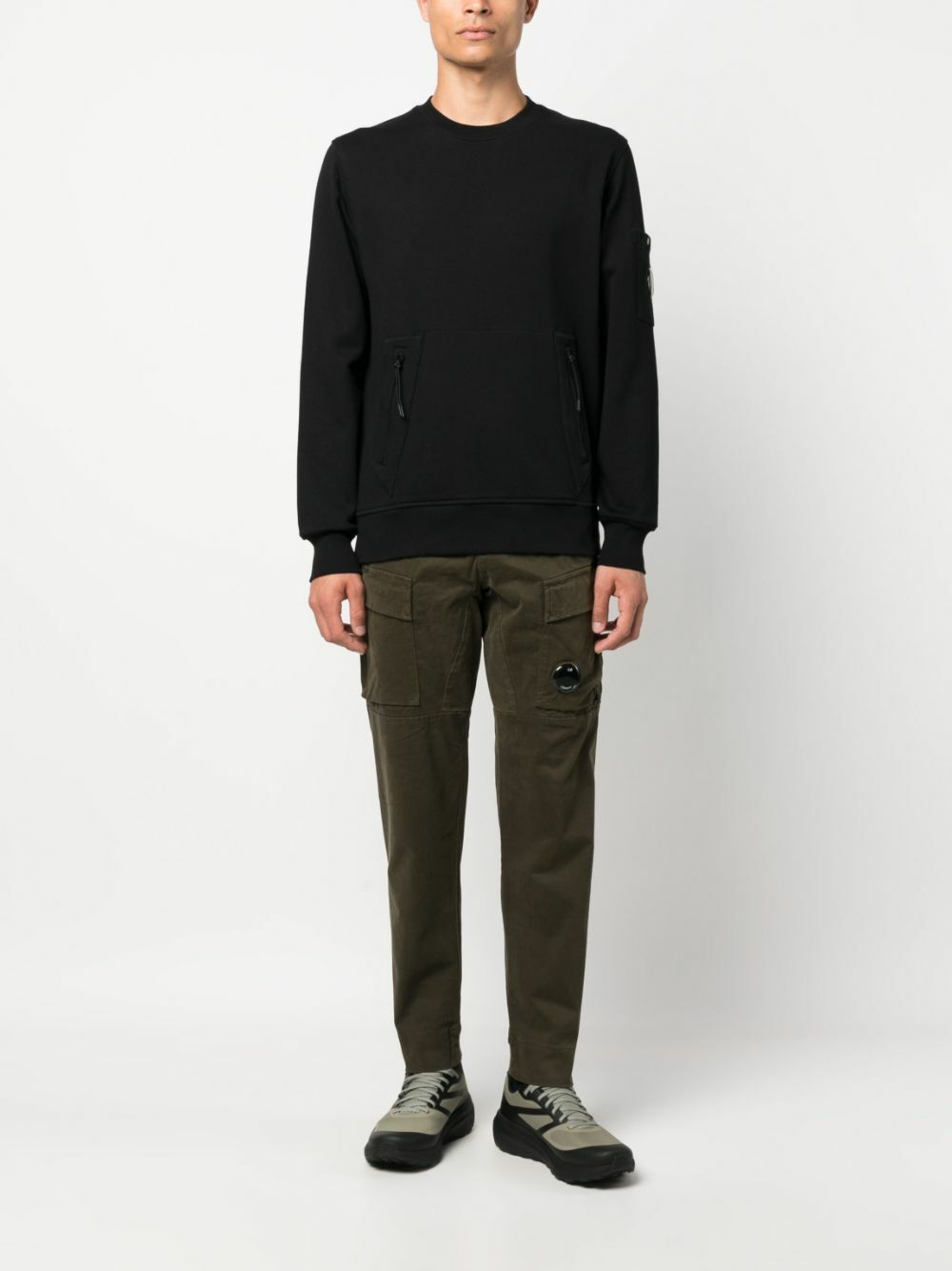スウェット・トレーナー C.P. Company Crewneck sweatshirt with logo C.P. COMPANY LENS LOGO PATCH SWEATSHIRT MEN PULLOVER