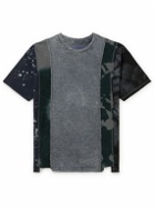 Needles - Asymmetric Patchwork Tie-Dyed Cotton-Jersey T-Shirt - Gray