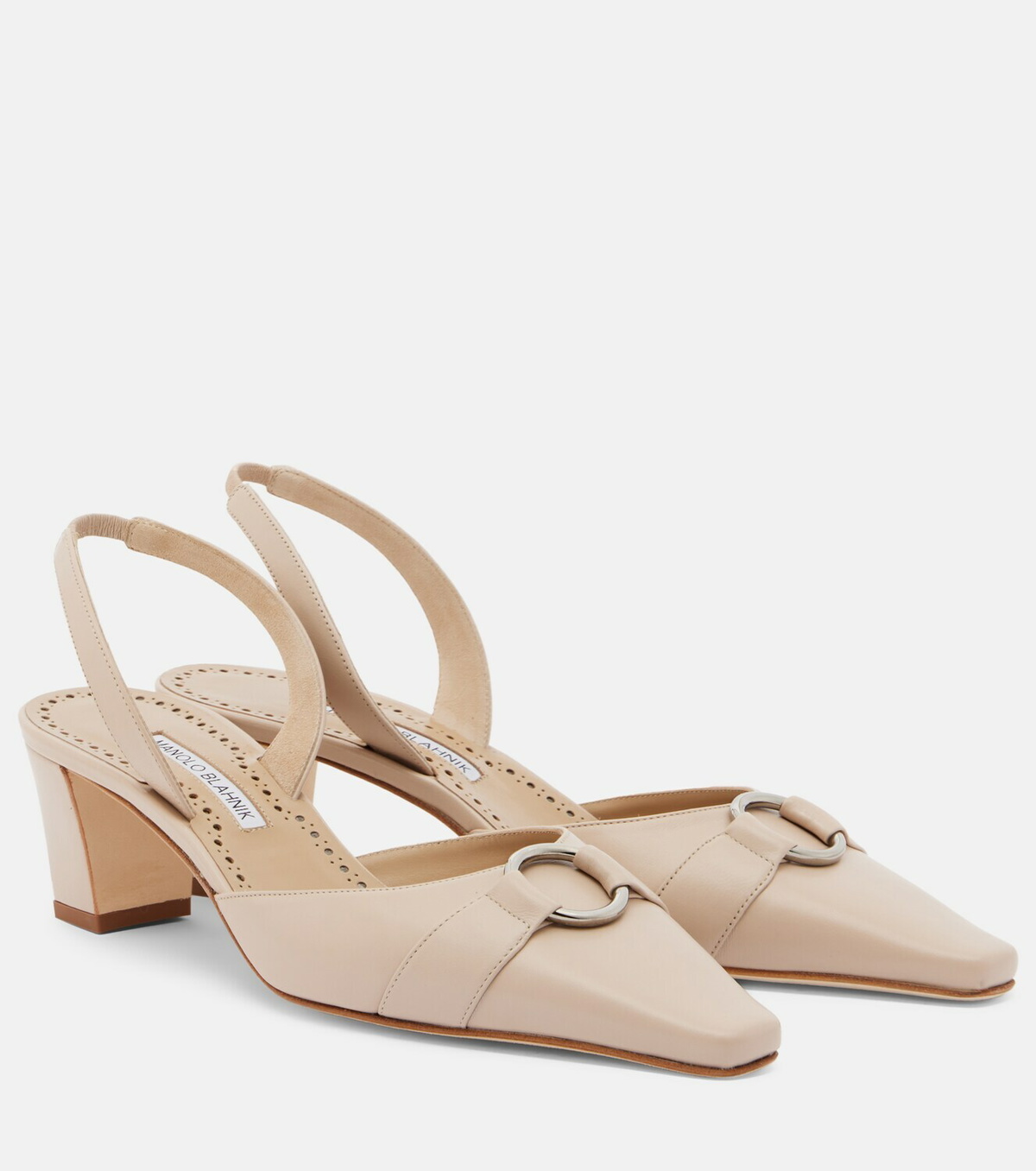 Manolo Blahnik Trixa leather slingback pumps