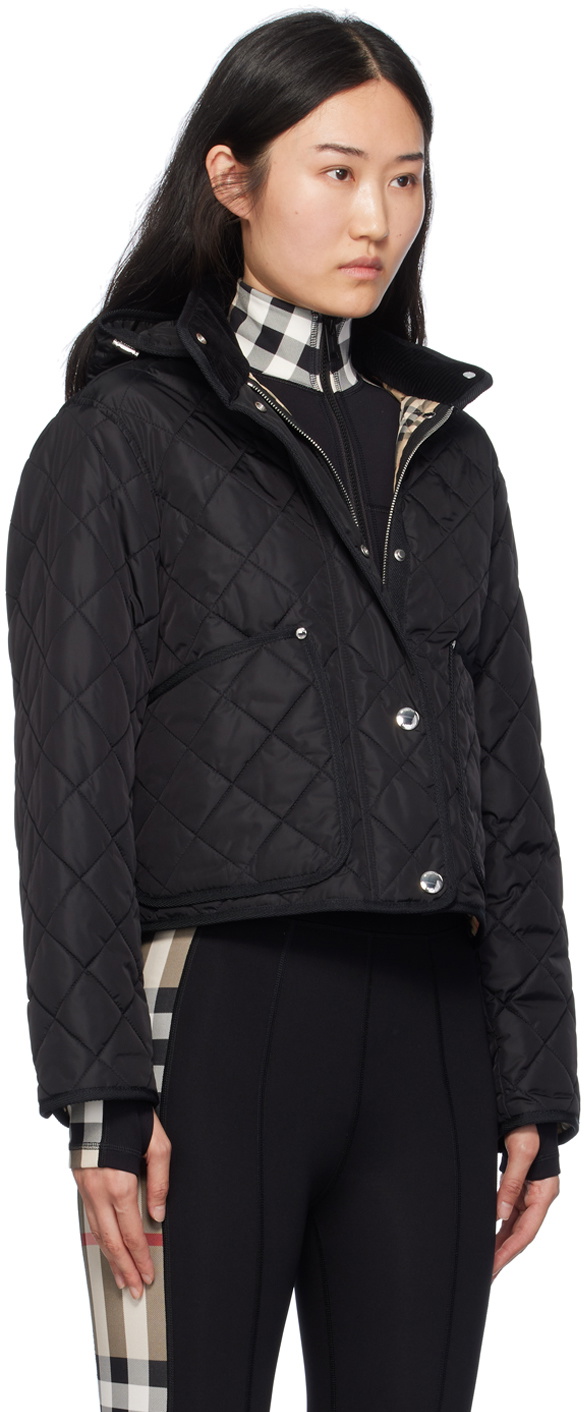 Burberry Black Cropped Quilted Nylon Jacket Burberry