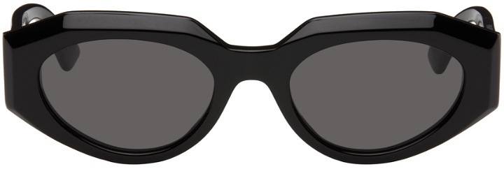Photo: Bottega Veneta Black Facet Acetate Cat Eye Sunglasses