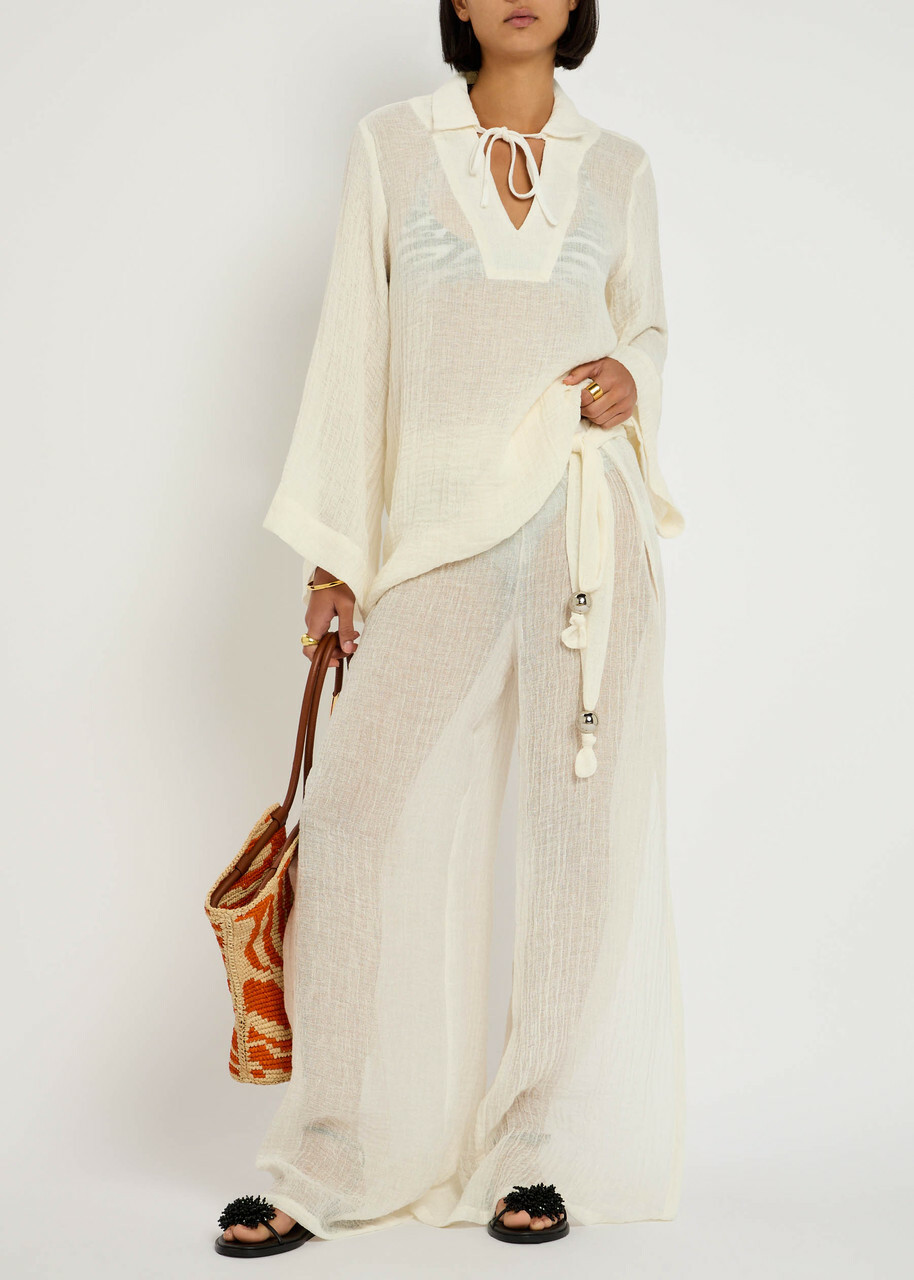 Lisa Marie Fernandez Linen-blend Tunic top White