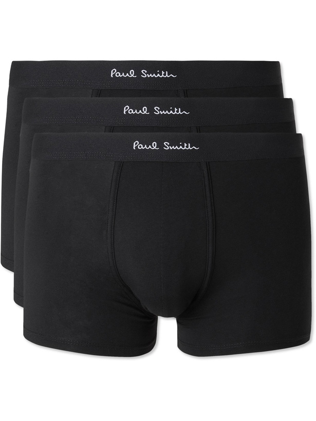 Photo: PAUL SMITH - Three-Pack Stretch-Cotton Boxer Briefs - Black - XL