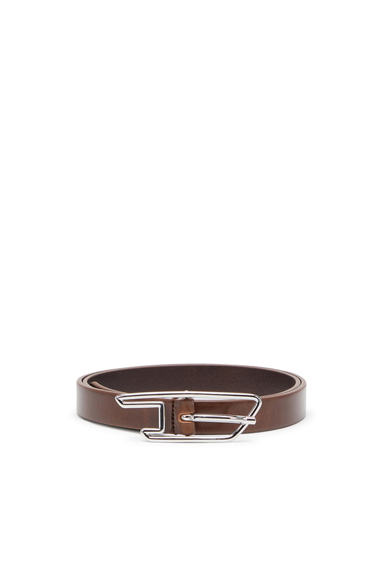 Photo: Diesel 2cm belt in pull-up leather with D buckle - Belts Womens in Brown