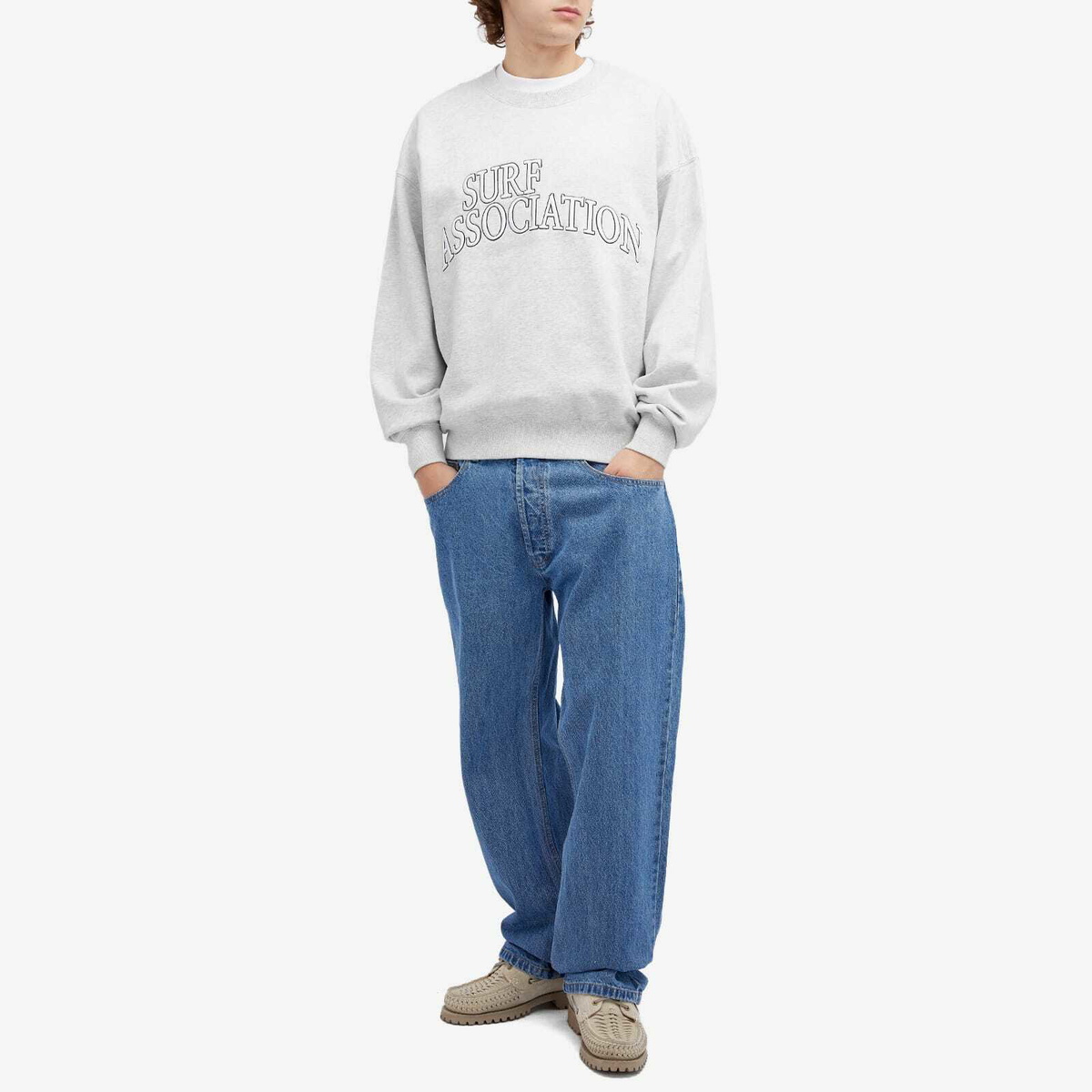 New Amsterdam Surf Association Men's New Amsterdam Varsity Crew Sweatshirt in Grey