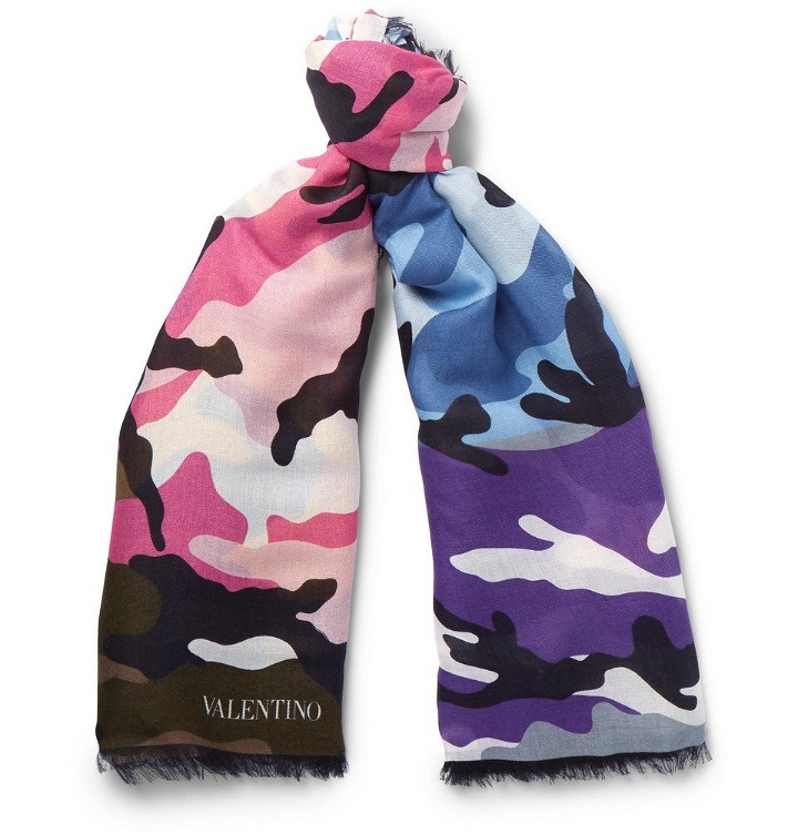 Photo: Valentino - Camouflage-Print Modal and Cashmere-Blend Scarf - Men - Multi