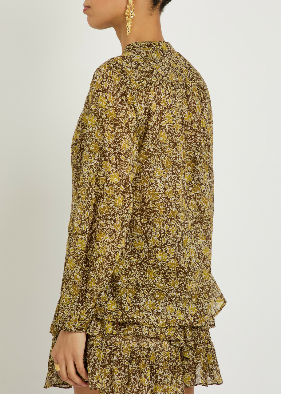 Isabel Marant étoile Maria Floral Cotton Blouse Khaki
