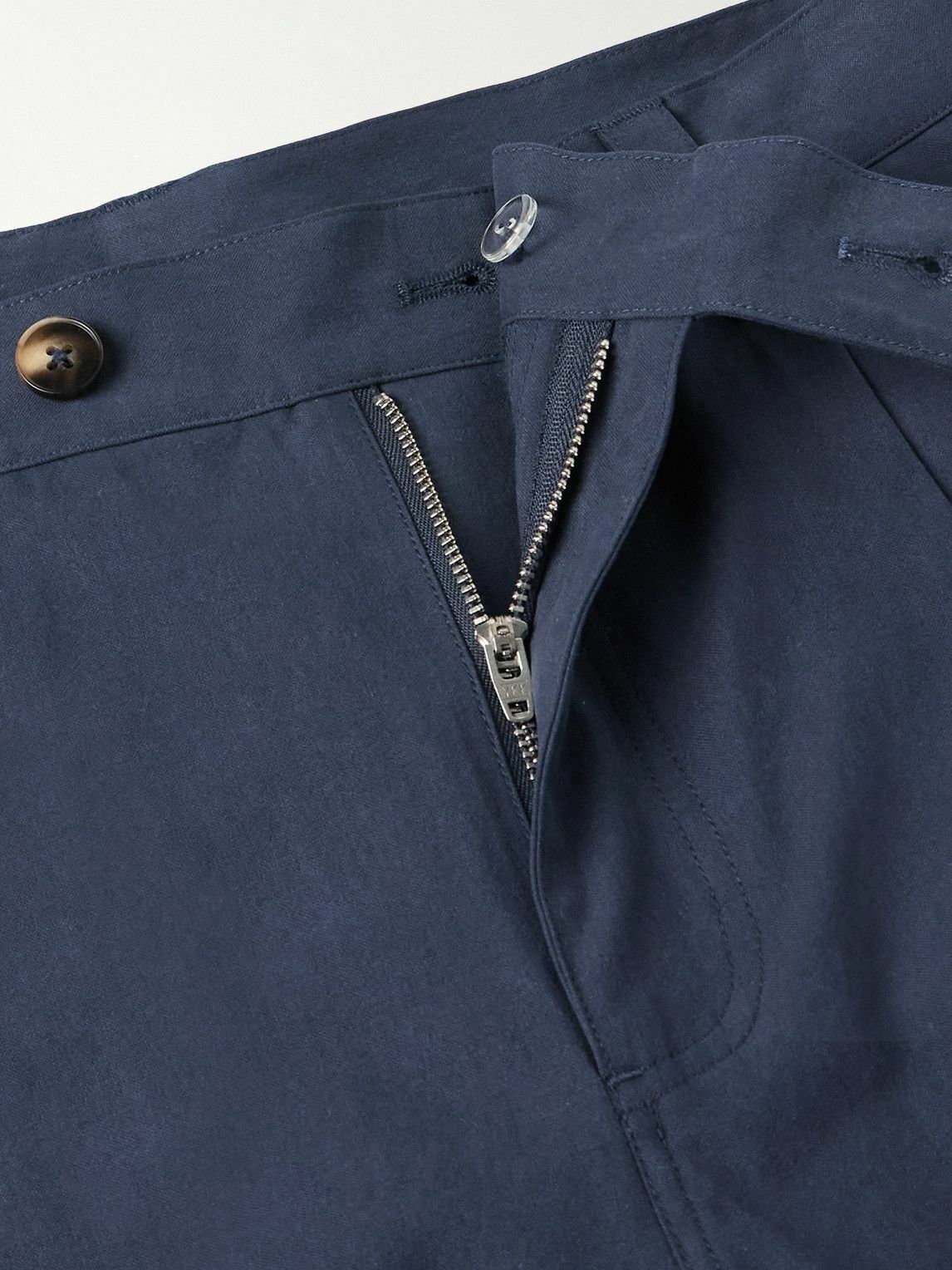 Corridor - Straight-Leg Pleated Cotton-Sateen Trousers - Blue