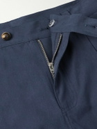 Corridor - Straight-Leg Pleated Cotton-Sateen Trousers - Blue