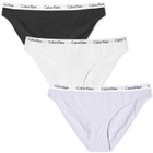 Calvin Klein Women's CK Bikini Pant 3 Pack in Black/White/Pastel Lilac