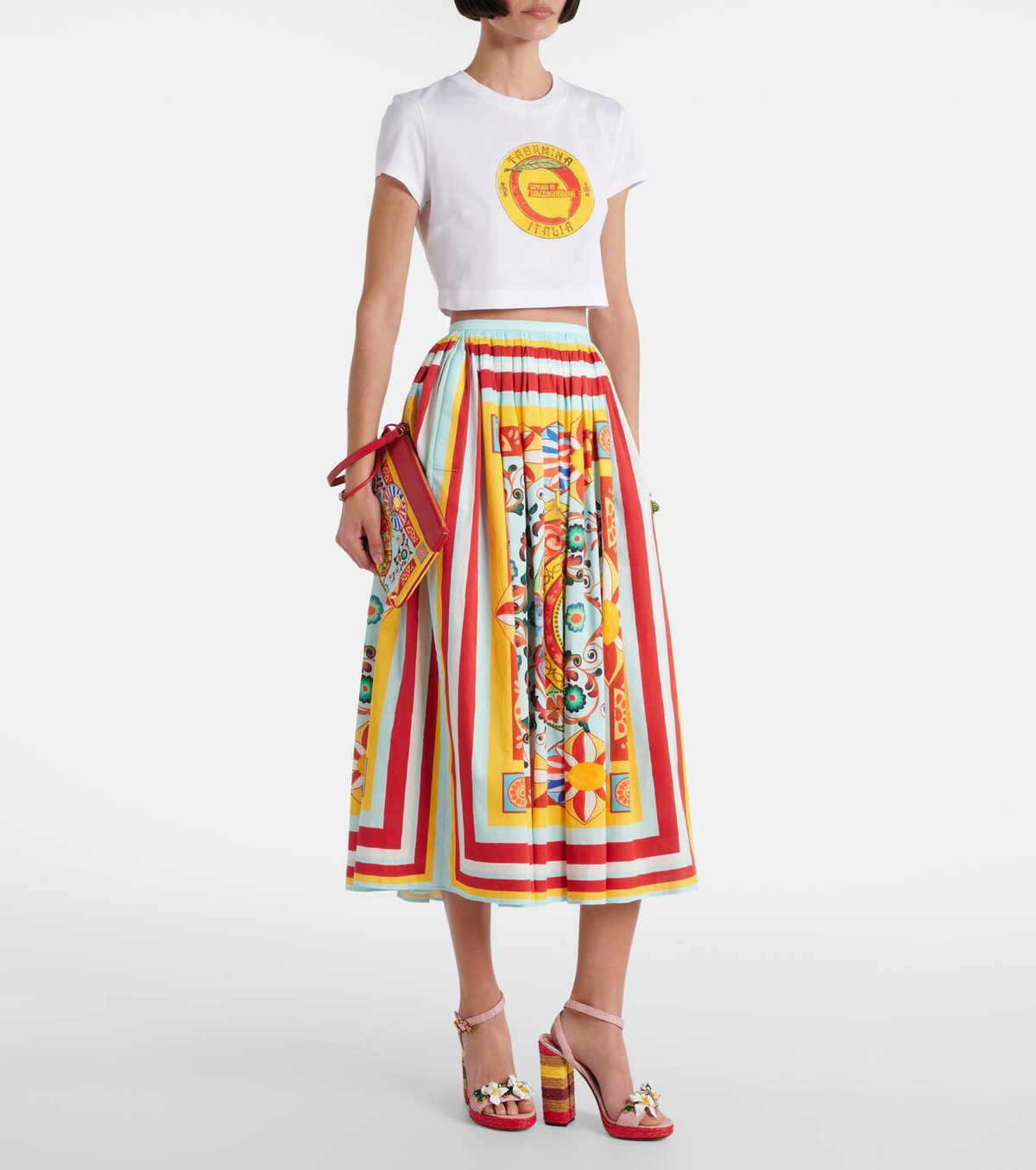 Dolce&Gabbana Cropped printed cotton T-shirt