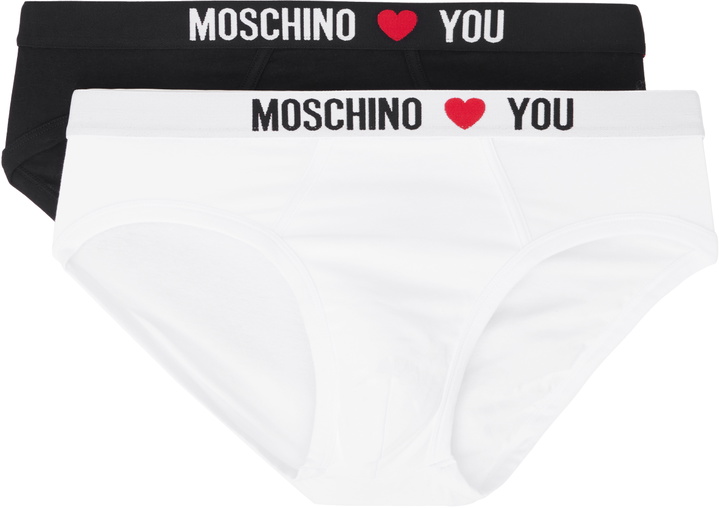 Photo: Moschino Two-Pack Black & White 'My Valentine' Briefs