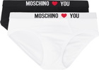 Moschino Two-Pack Black & White 'My Valentine' Briefs